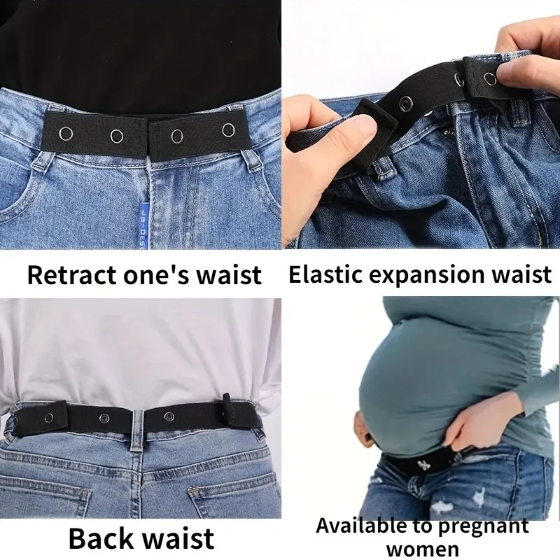 Invisible Jeans Belt Buckle Free Elastic Women's Belt Buckle Extension Elastic Expansion Adjustment Buckle Elastic Men Lazy Belt
