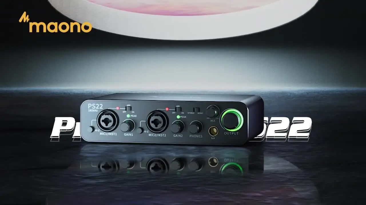 MAONO USB Audio Interface With XLR Microphone - 24bit/192kHz For Recording, Podcasting & Streaming
