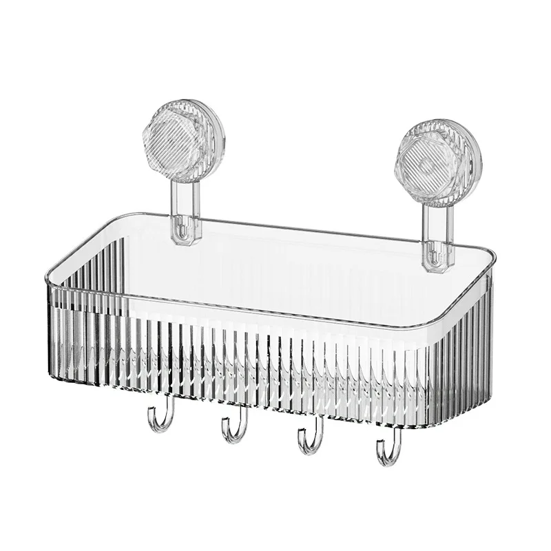 Rotating Suction Cup Corrugated Hook Bathroom Accessories Organizer Floating Wall Storage Shelves Without Drill Household Items 5