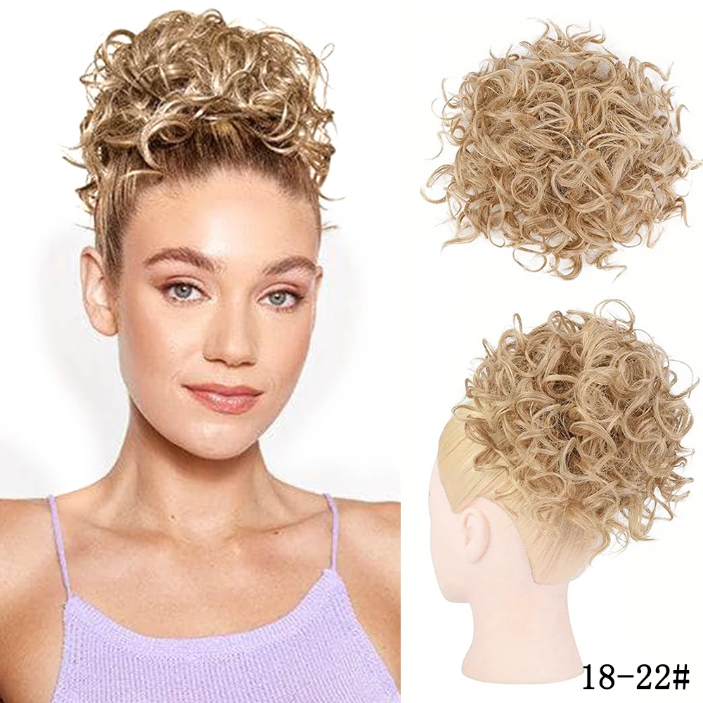 Extensions Synthétiques Pour Chignon Court Bouclé - Couleur Gingembre (#70503A) - Léger Et Sensible à La Chaleur