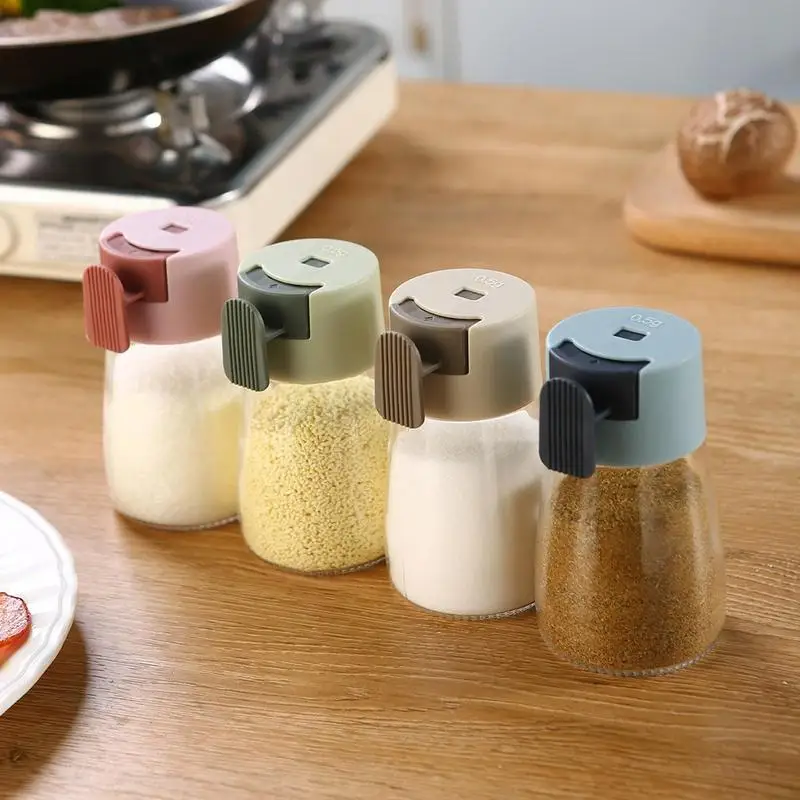 

Salt Control Bottle Push-type Seasoning Dispenser Sealed Seasoning Jar Spice Pepper Shaker Sea Salt Bottle Glass Salt Shaker