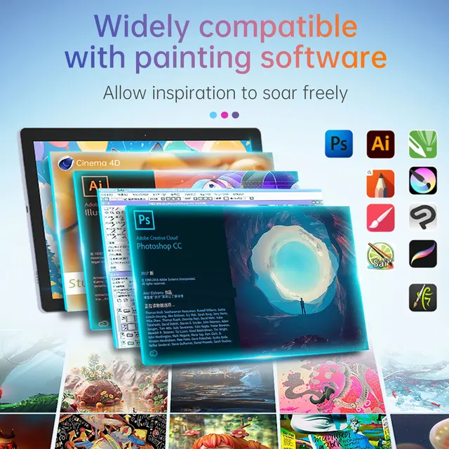 BOSTO BT-101A Portable Graphics Drawing Tablet 10.1 Inch IPS Screen Display with Finger Touch Anti-glare 16384 Pressure Level 3
