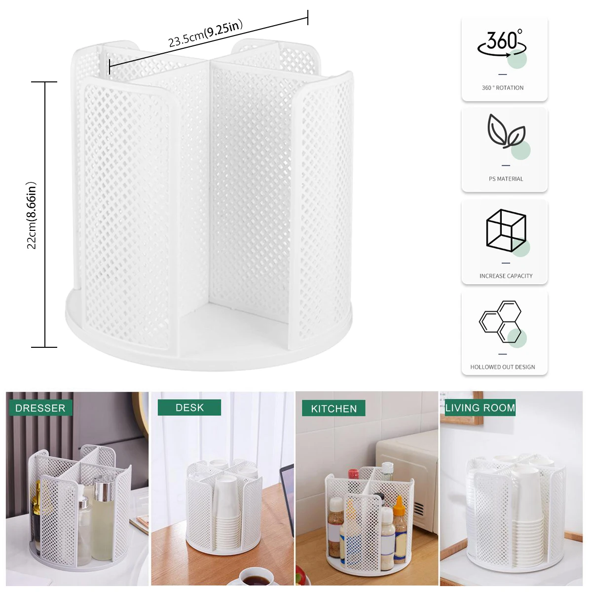 Rotatable Plastic Cup Storage Organizer 360°Dispenser 4 Compartment Cups and Lids Holder Detachable Desktop Coffee Cup Dispenser 5