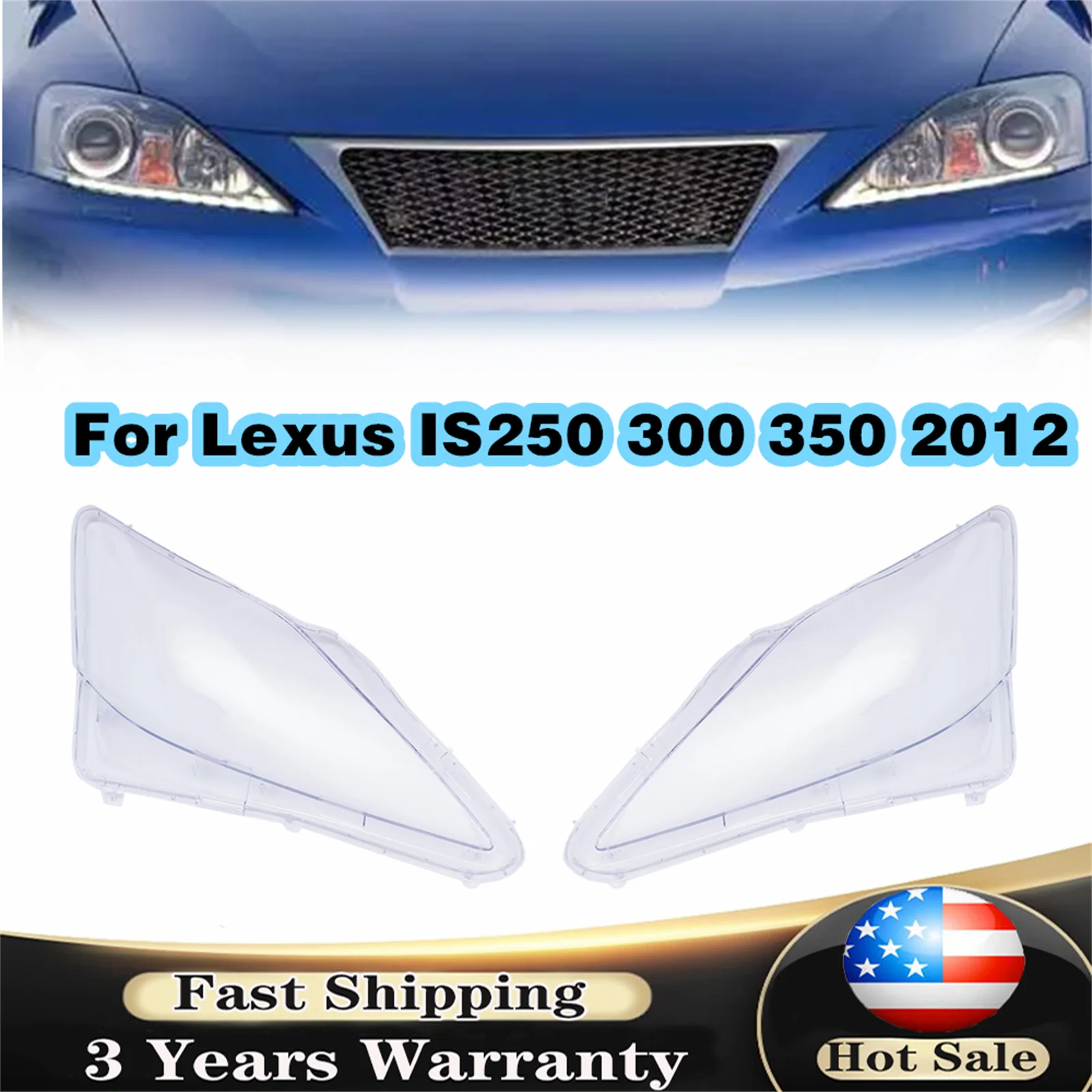 Pair L+R Headlight Lens Cover Headlamp Shell For Lexus IS250 IS300 IS350 2012 Headlight Accessories US