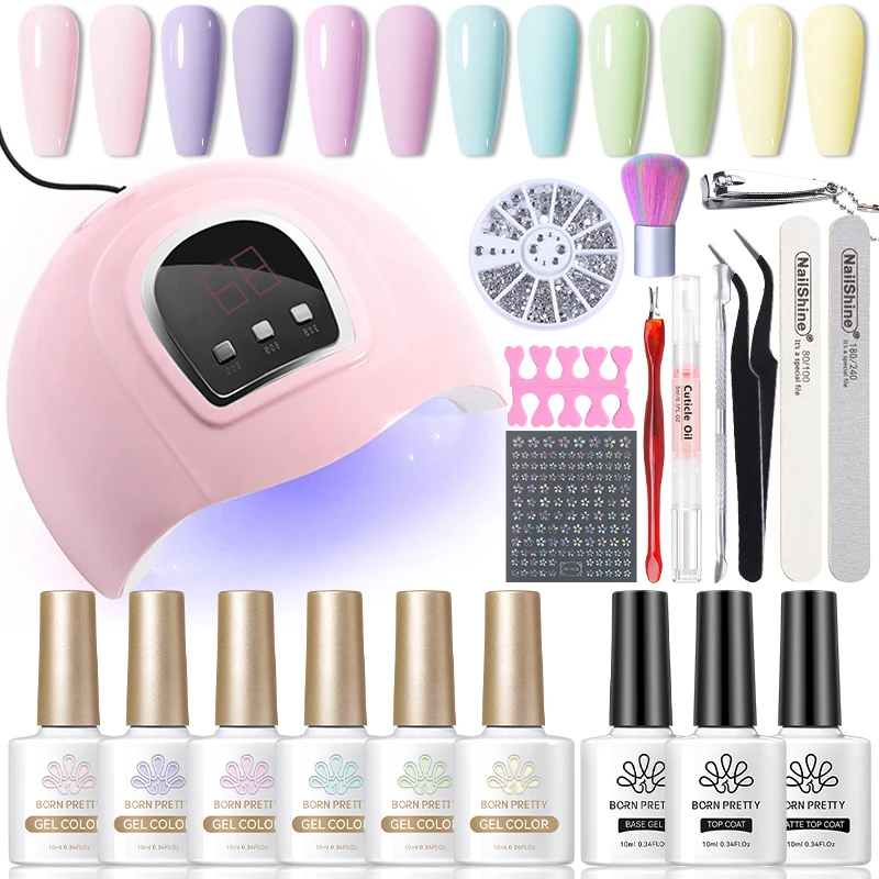 

BORN PRETTY 21PCS Nail Kit Gel Nail Polish Set With 36W LED Light Colorful Jelly Soak Off UV Gel All For Manicure Tools Set