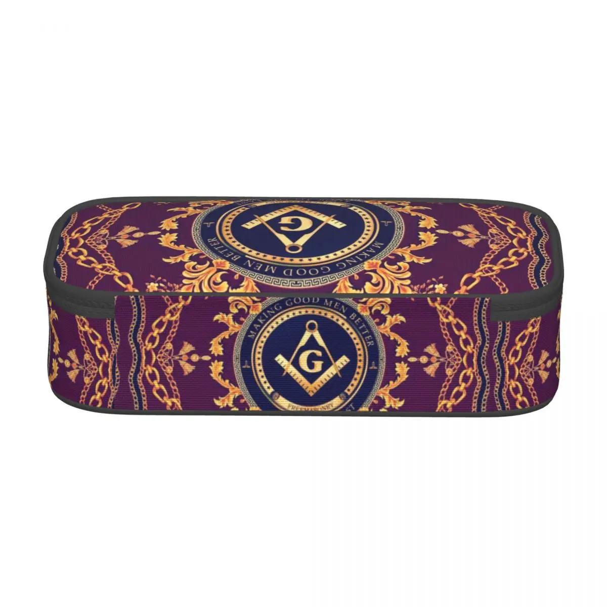 Freemason Baroque Design Cute Pencil Case Girl Boy Large Capacity Masonic Mason Pencil Box Students Stationery
