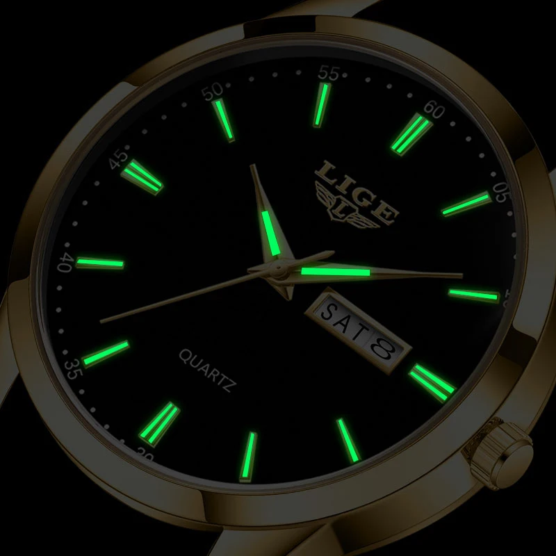 Top Brand Men's Quartz Watches LIGE Business Luminous Waterproof ClockFull Steel Strap Wristwatches for Men Relogio Masculino