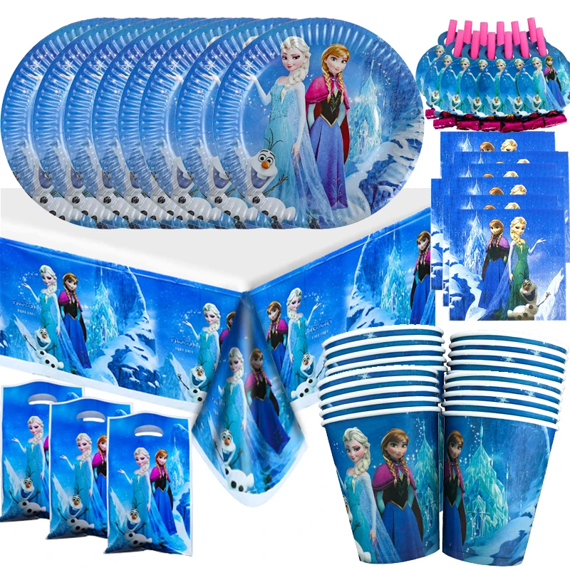 

Frozen Theme Anna Elsa Olaf Birthday Party Supplies Cup Plate Napkin Kids Girl Birthday Party Decoration Disposable Tableware