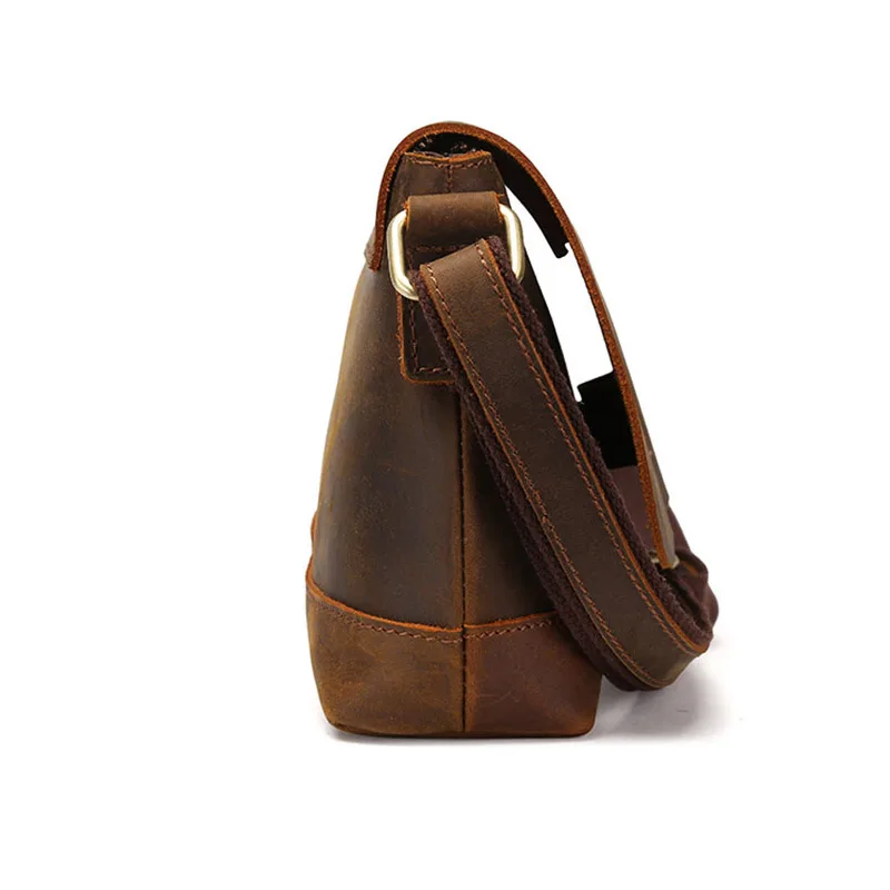 OYIXINGER Retro Men's Bag Genuine Leather Shoulder Bags For Men Vintage Crazy Horse Cowhide Crossbody Bags Solid Mini Travel Bag