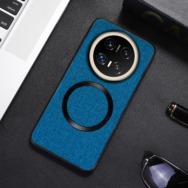 Magnetic TPU + PC Ultra-Thin Anti-Slip Woven Textile Cloth Pattern Case