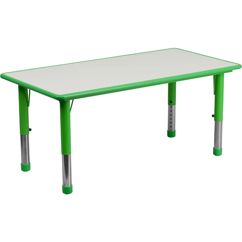 Children Furniture Sets, 23.625x47.25 Green Plastic Height Adjustable Activity Table Children Furniture Sets images - 6