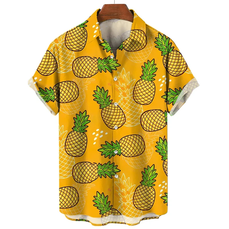 thumbnail image 1 of Camisas hawaianas de verano con estampado de frutas tropicales para hombre, blusas casuales de manga corta de gran tamaño a la moda para playa hawaiana para mujer, 1 of 4