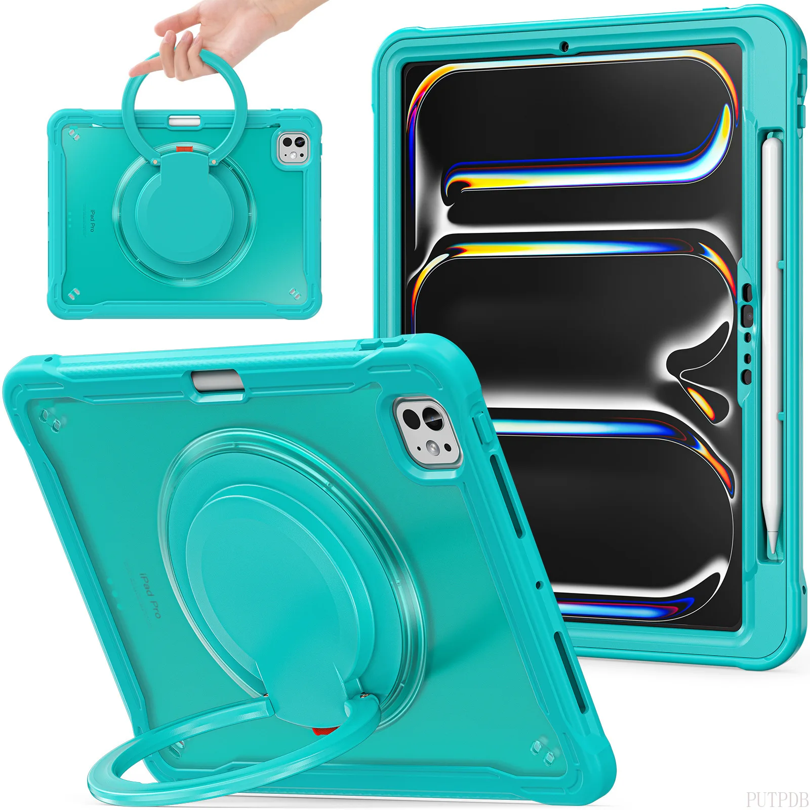 Heavy Duty Shockproof Tablet Case with Kickstand and Hand Strap