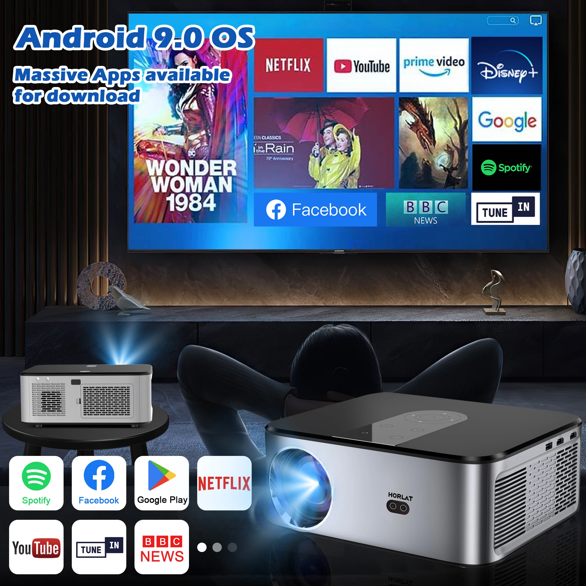 HORLAT 21000 Lumens LED Projector 3