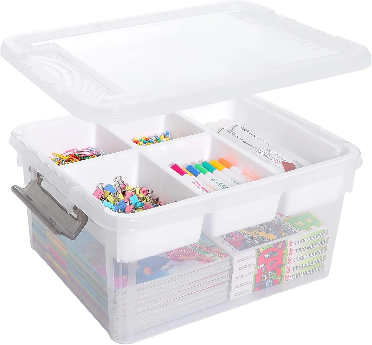 Plastic Storage Box with Removable Tray Craft Organizers and Storage Clear Container for Organizing Bead, Tool, Sewing