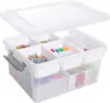 Plastic Storage Box with Removable Tray Craft Organizers and Storage Clear Storage Container for Organizing Bead, Tool, Sewing 1