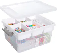 Plastic Storage Box with Removable Tray Craft Organizers and Storage Clear Storage Container for Organizing Bead, Tool, Sewing 1