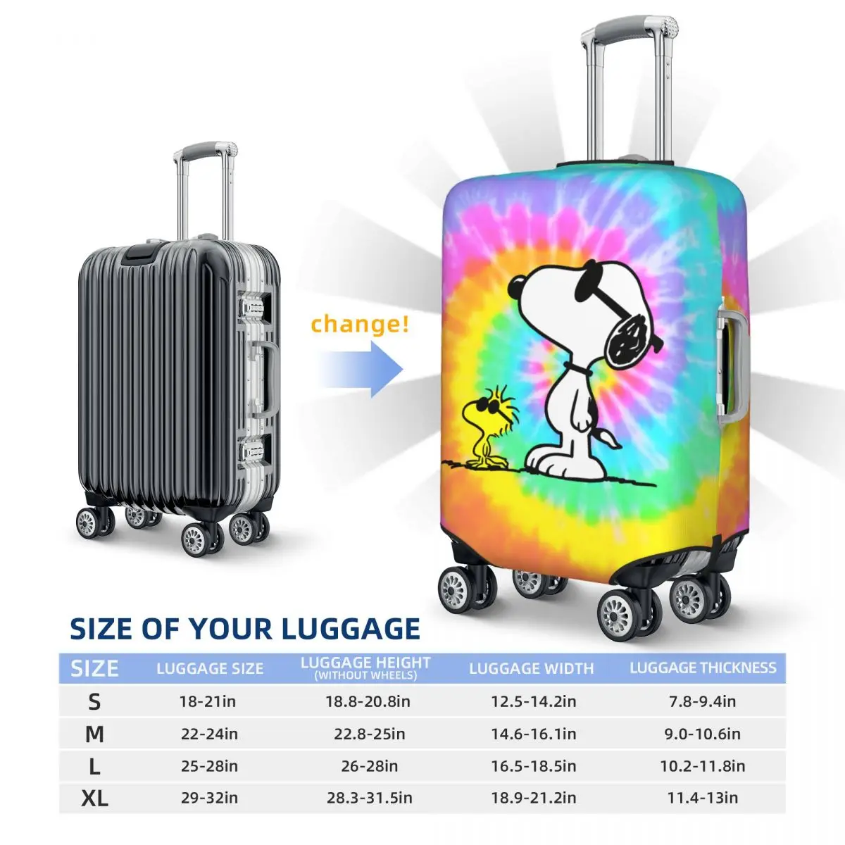 Custom Cute Cartoon Snoopy Luggage Cover Protector Fashion Travel Suitcase Covers for 18-32 Inch 6