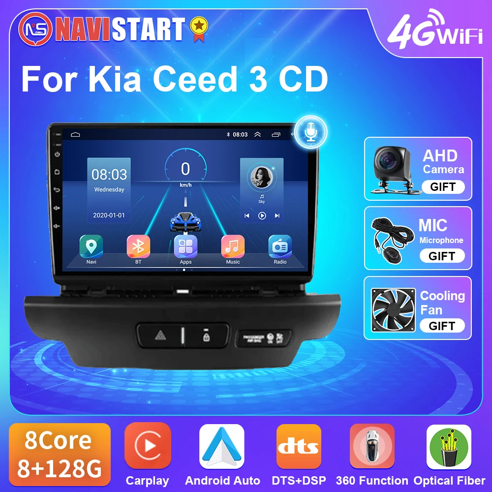 

NAVISTART Car Radio Android For Kia Ceed 3 CD 2018 - 2020 Navigation Auto Stereo Multimedia 4G WIFI BT GPS RDS DSP 2 Din No DVD