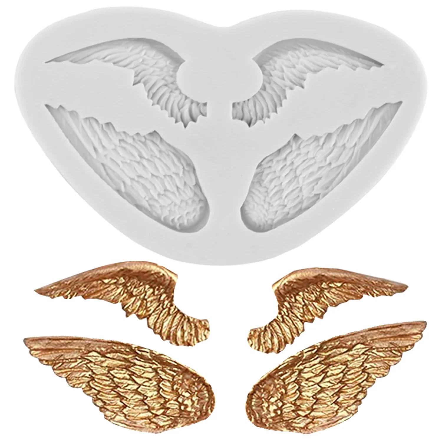 

Angel Wings Silicone Mold Baby Birthday Cupcake Topper Fondant Cake Decorating Tools Candy Chocolate Gumpaste Clay Resin Moulds