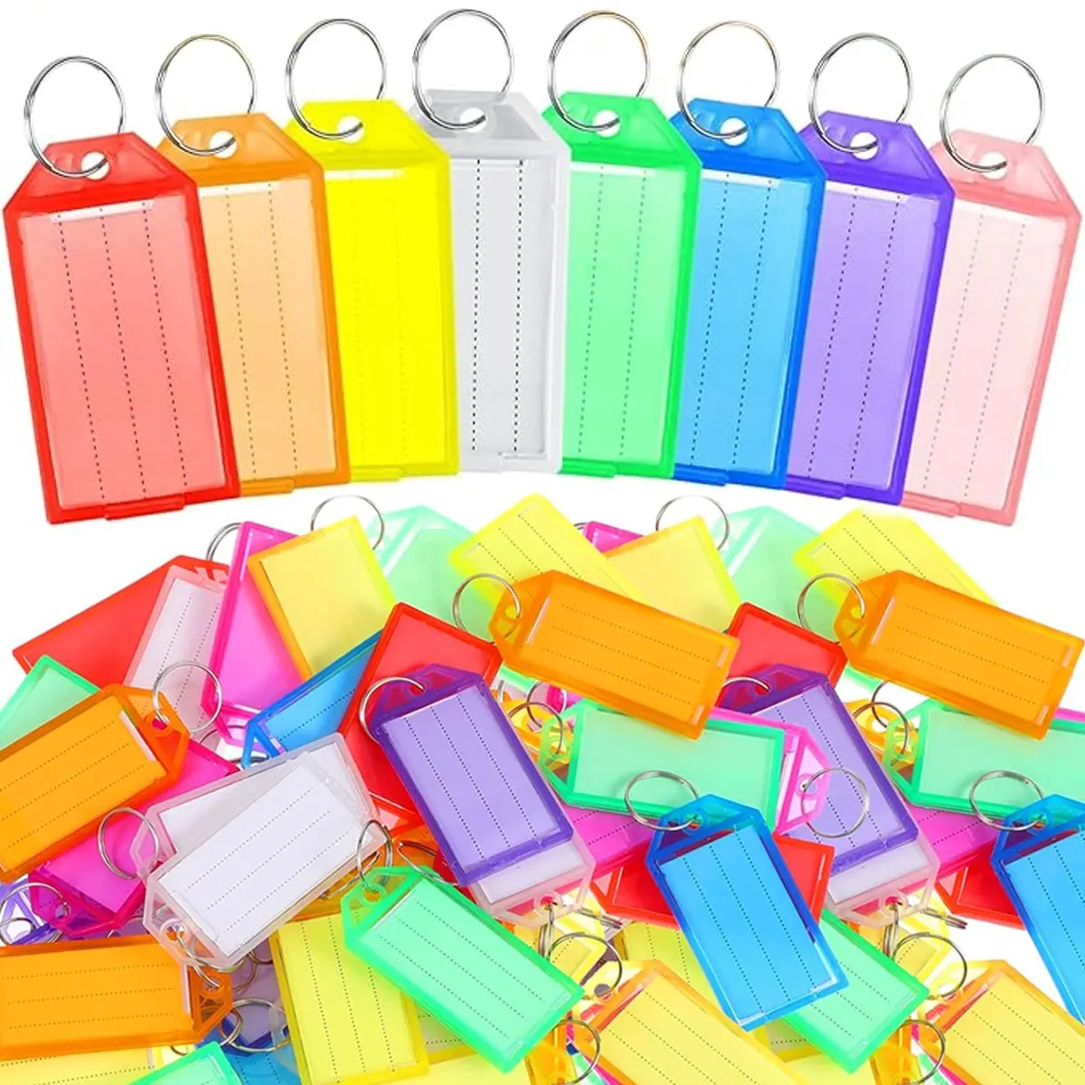 13개 다채로운 투명 플라스틱 플랩 키 라벨, 재사용 가능한 양면 DIY 마킹 태그(키체인용), 공항 호텔 ZSY
