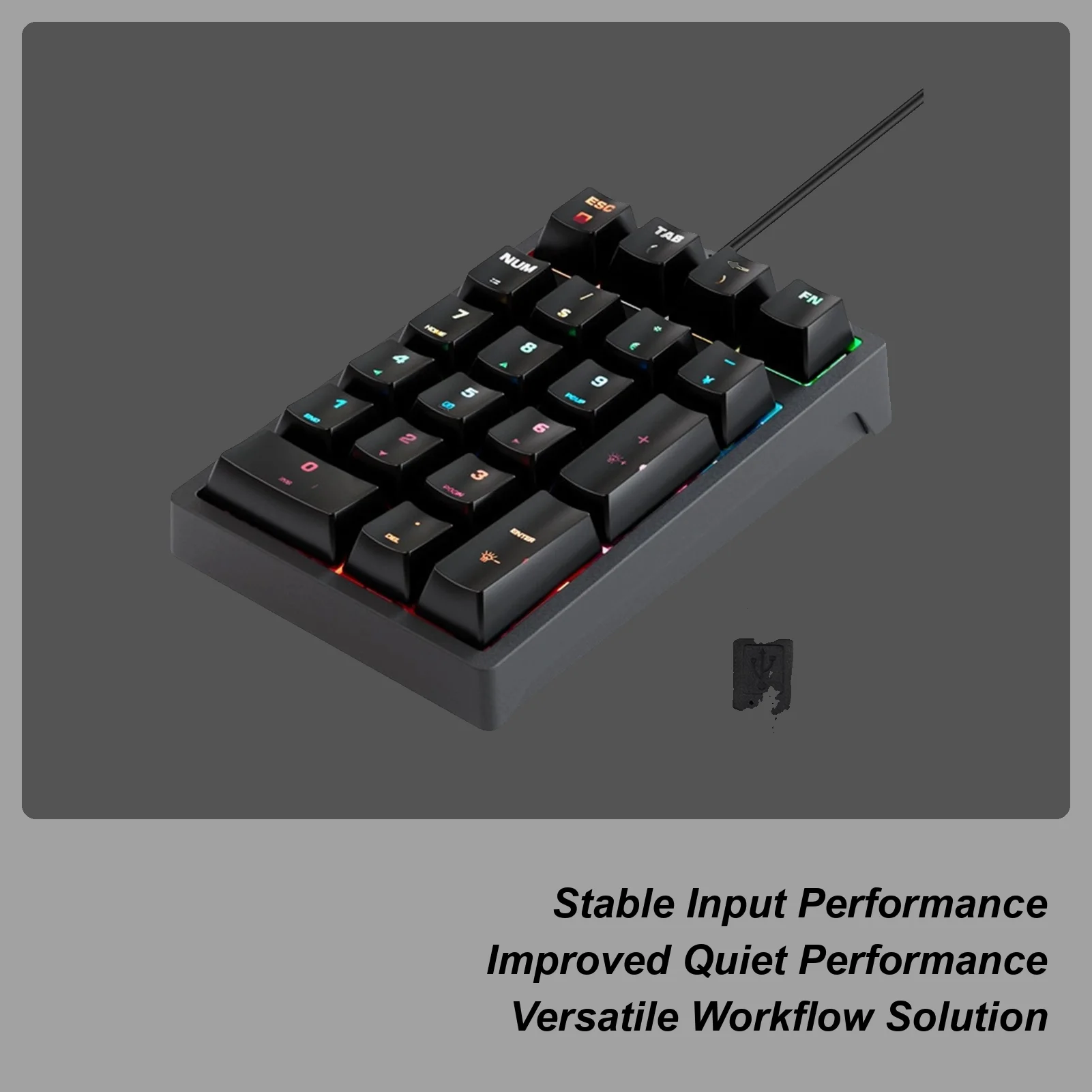 Numeric Keypad Plug In K21 Mechanical Numerical Keyboard 17-Key Multi-Functional Numeric ...