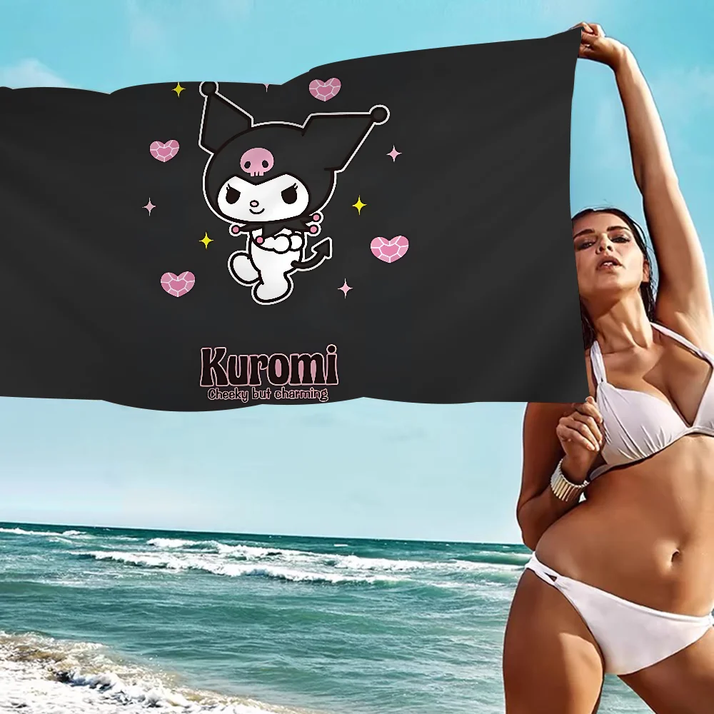 Cute Cartoon K-Kuromi Big Microfiber Beach Towels Quick Dry Towel Sand Beach Towels Pool Towel For Travel Swim Pool Yoga 5