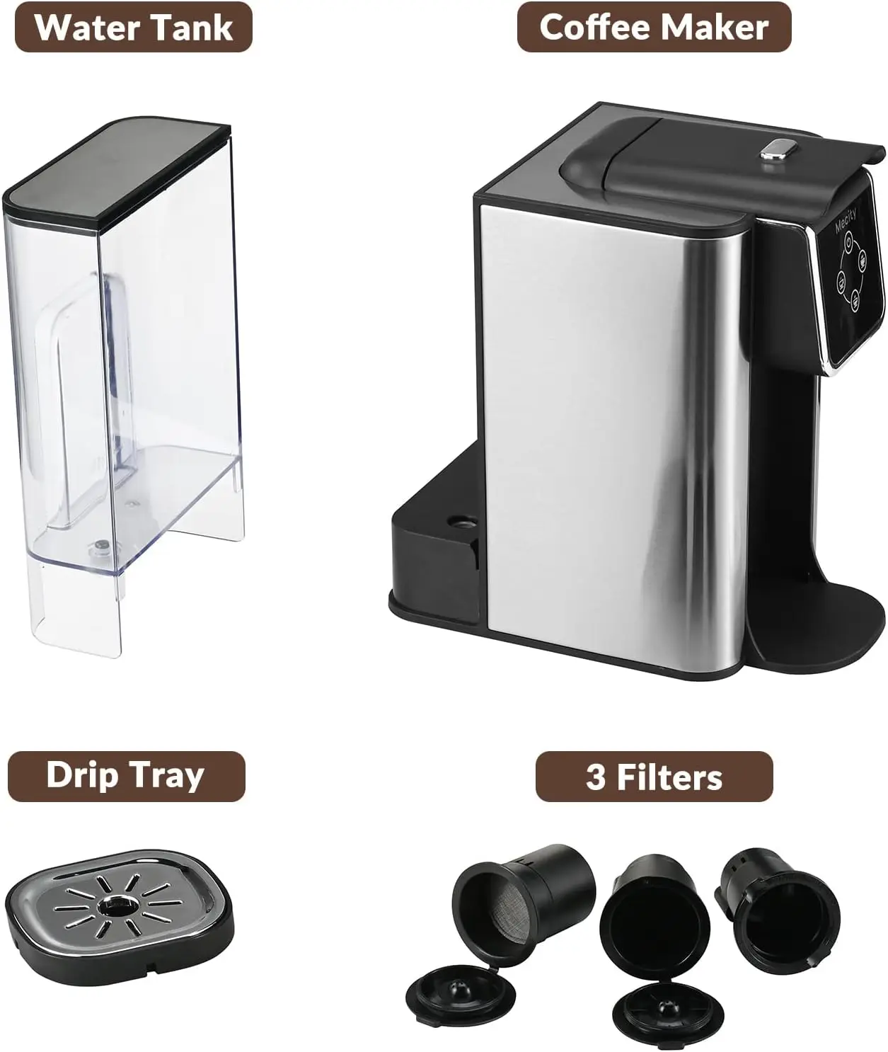Mecity Coffee Maker 3-in-1 single cup coffee maker for K pod coffee  capsules, ground coffee makers, loose tea makers - AliExpress