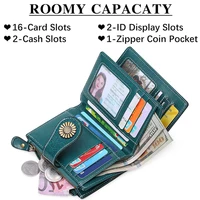 Genuine Leather Fashion RFID Wallet Women Clutch Credit Card Holder  Ladies Zipper Clutch Bag short Wallet  Casual Coin Purse - Image 2