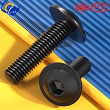 ISO7380-2 BLK 304 스테인리스 스틸 M5 M6 블랙 플랜지 버튼 헤드 스크류 와셔 포함 내부 헥스 소켓 앨런 스크류 볼트