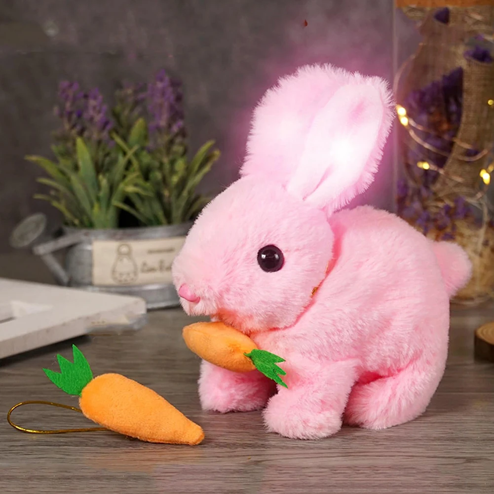 New Simulation Electric Rabbit Pet Toys Cute Electric Rabbit Interactive Toys Gift for Toddlers Birthday Plush Carrot Bunny Toys 4