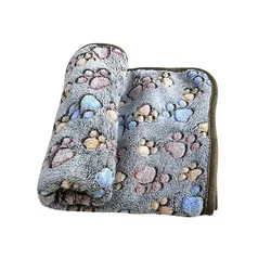 Plush Cartoon Pet Blanket - Ultra-Soft and Cozy Mat - S - 60x40cm (Grey)