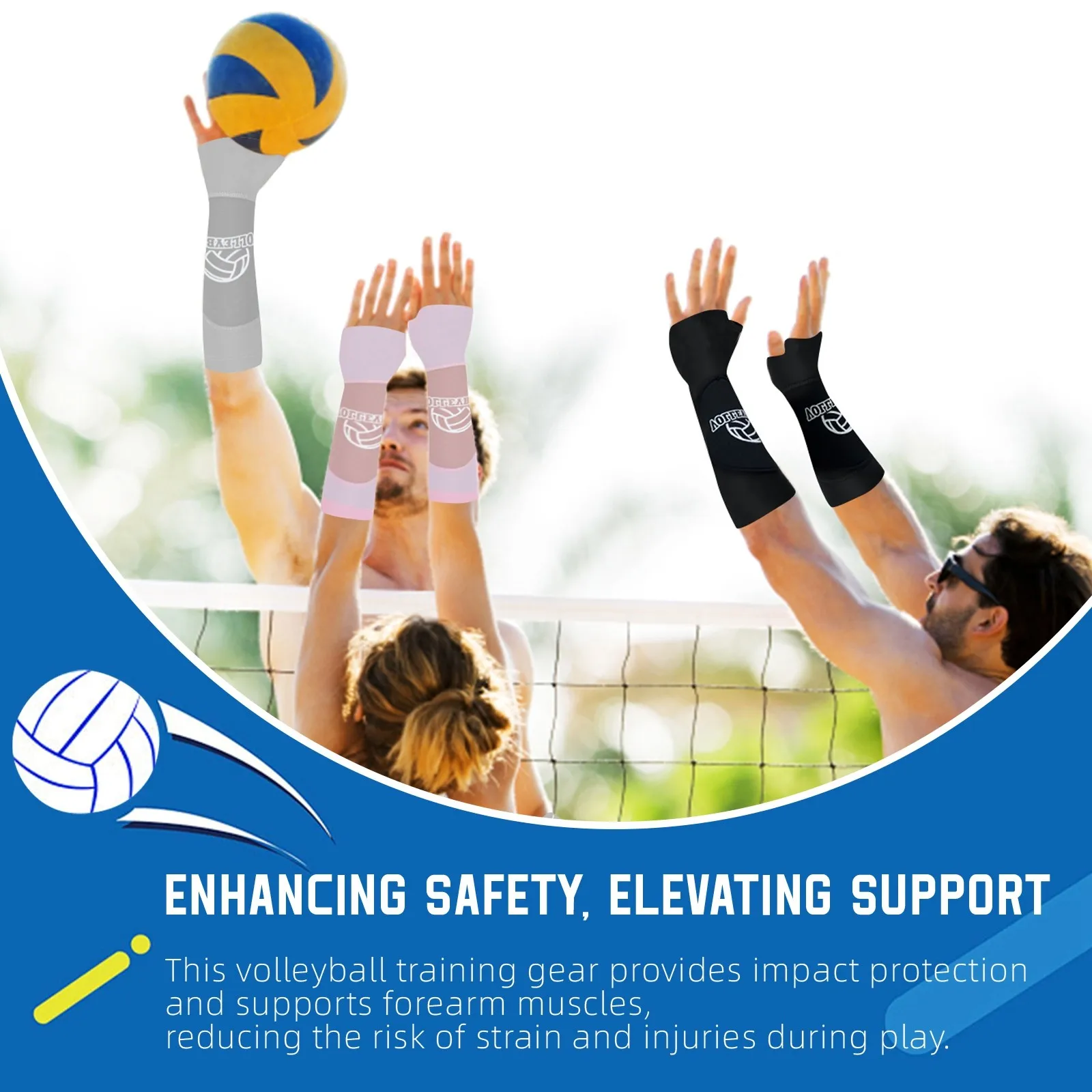 2 Pcs Volleyball Gloves Volleyball Arm Sleeves Forearm Sleeves Arm Pads For Teen Youth Wrist Guard Protective sleeves