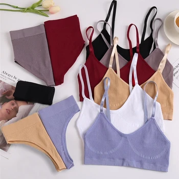 Femmes soutien-gorge ensemble culotte Sexy Push Up Bralette femme Fitness sous-vêtements sans couture sport Lingerie brassière ensemble débardeur culture hauts S-XL