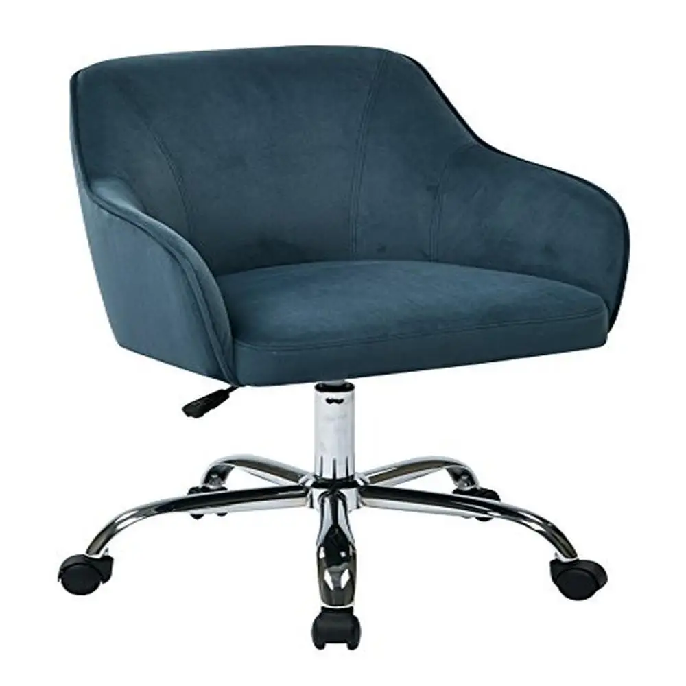 

Adjustable Lumbar Support Plush Task Chair Chrome Base Atlantic Blue Velvet 26"x24.75" H31-34.25"