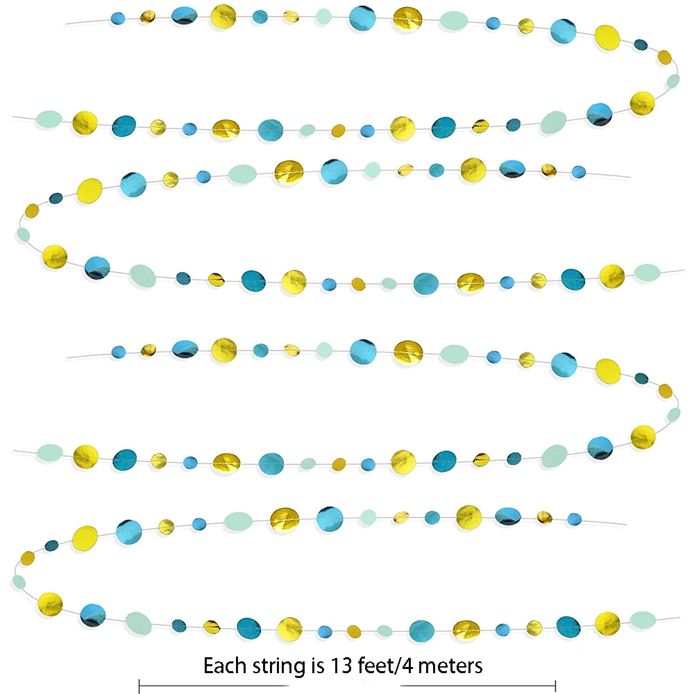 27,9 m, Marineblau, Gold, Beige, Papier, Kreis, Punkte, Girlande zum Aufhängen, Papier, gepunkteter Streamer, Königsblau, Geburtstag, Babyparty-Dekoration – Detail 22
