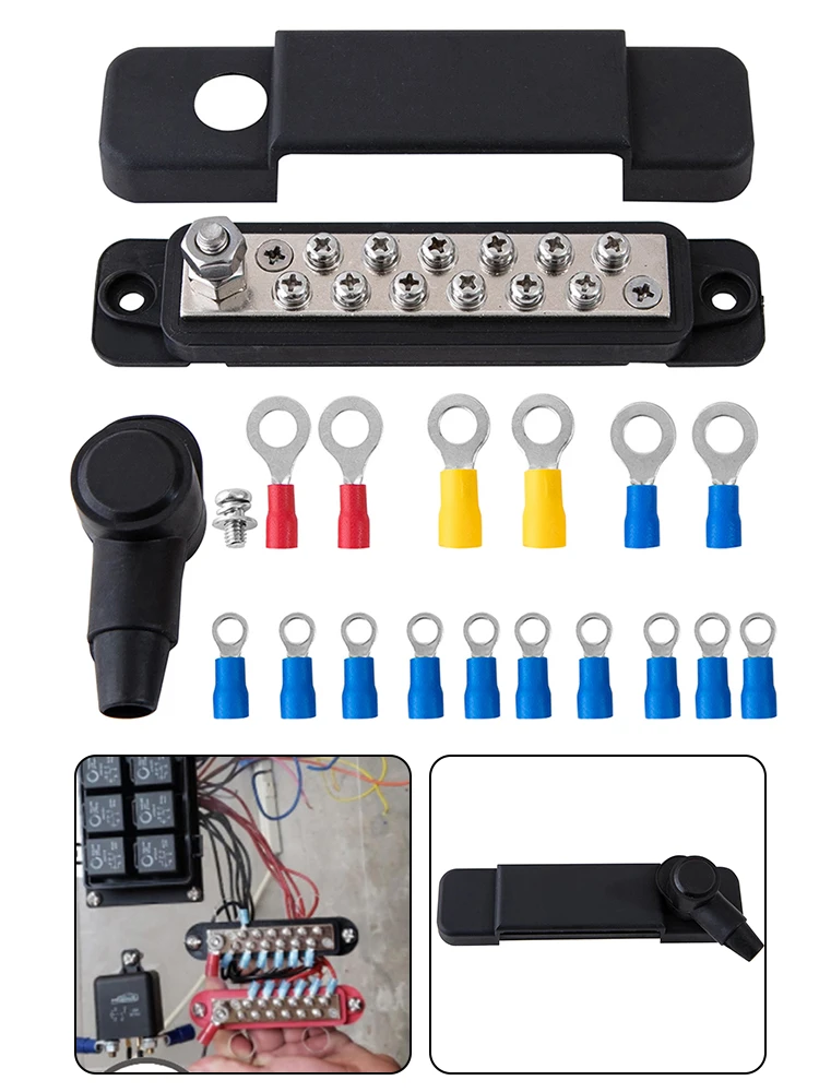 12 Point Battery Power Distribution Block Bus Bar Positive Negative 48V 180A power distribution block Power Distribution Block Termianl For Car RV Ship