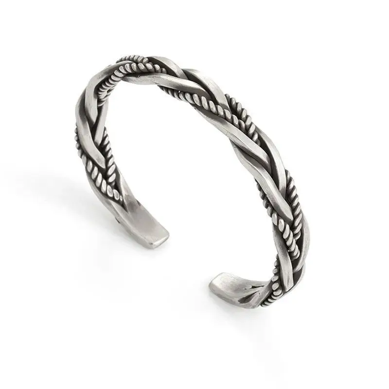 Woven Fried Dough Twists Bracelet Handmade Retro Personality Open Bracelet Temperament Literature Simple Bracelet For Men Women 6
