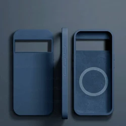 Luxury Liquid Silicone Magnetic Phone Case - Wireless Charging Bumper Cover for Pixel 6 (Dark Blue)