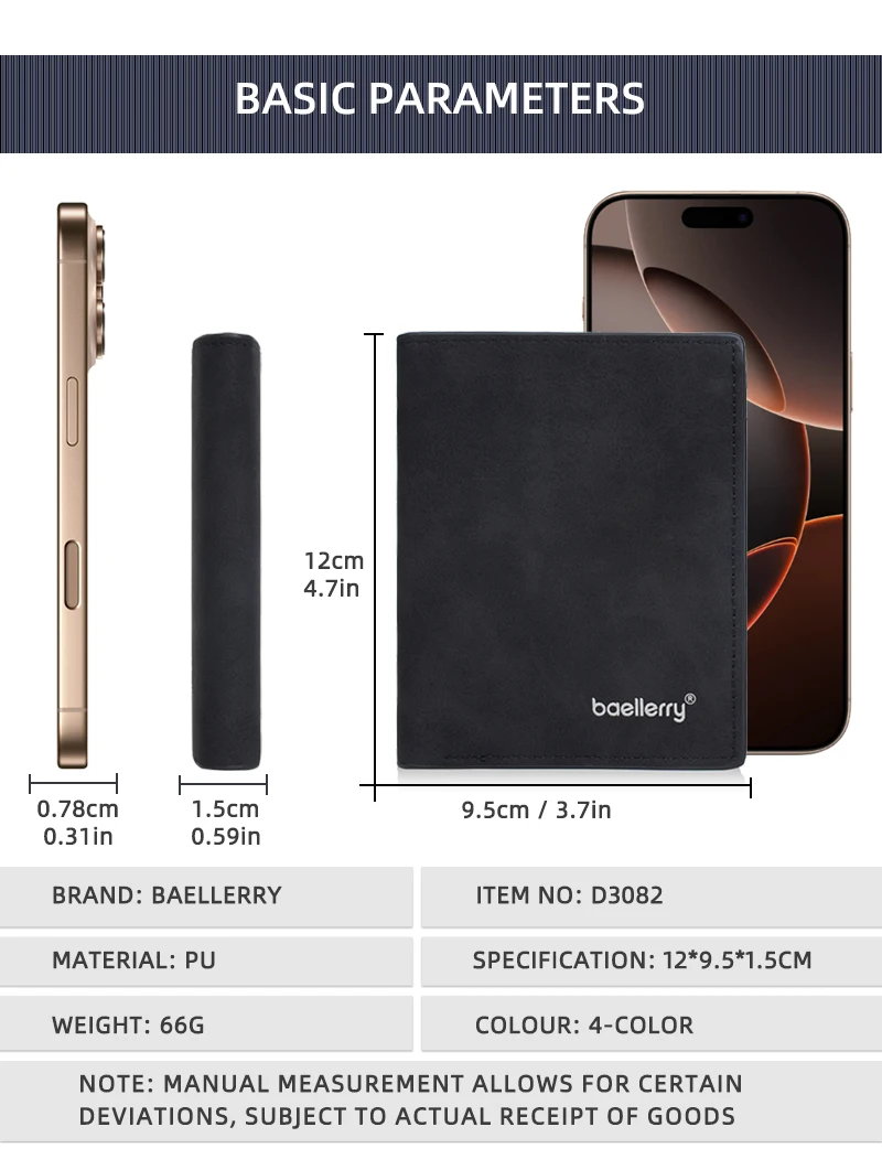 Baellerry Hohe Qualität männer Kurze Brieftasche Foto Halter Einfache Dünne Männliche Münze Brieftasche Karte & ID Halter PU Brieftasche Für männer – Detail 5