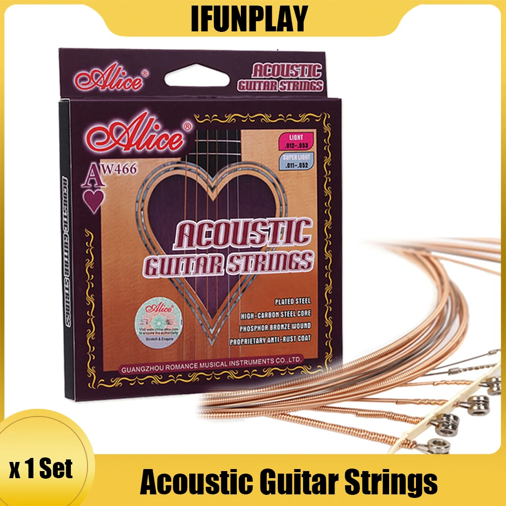 Alice AW466 Light Acoustic Guitar Strings Silver Plated High Carbon