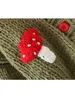 2022 Autumn Winter Sweet Cute Handmade Mushroom Sweater Women Loose V-Neck Casual Short Knit Cardigan Jacket Female Coat 5