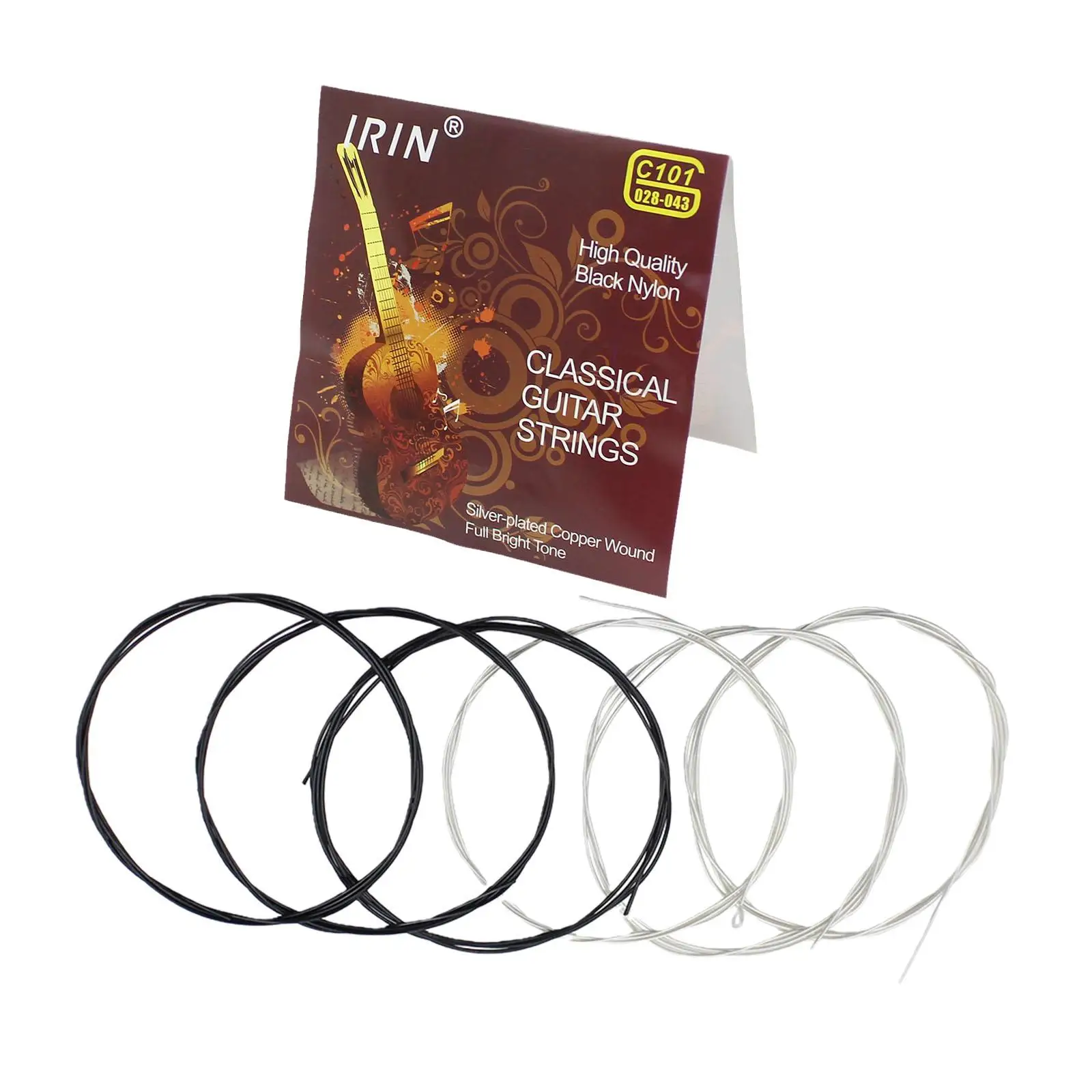 6Pcs Classical Guitar String Set Black Nylon Core Silver-Plated Wound 1st-6th Guitar Strings Guitarra Spare Part