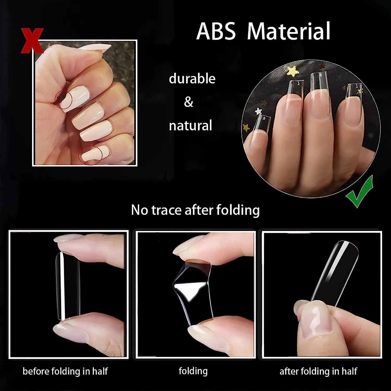 

500PCS Natural Clear V Straight Oblique End Full/Half ABS Ballet Tupe Drop French False Nail Tips Fake Toenail Manicure Tips