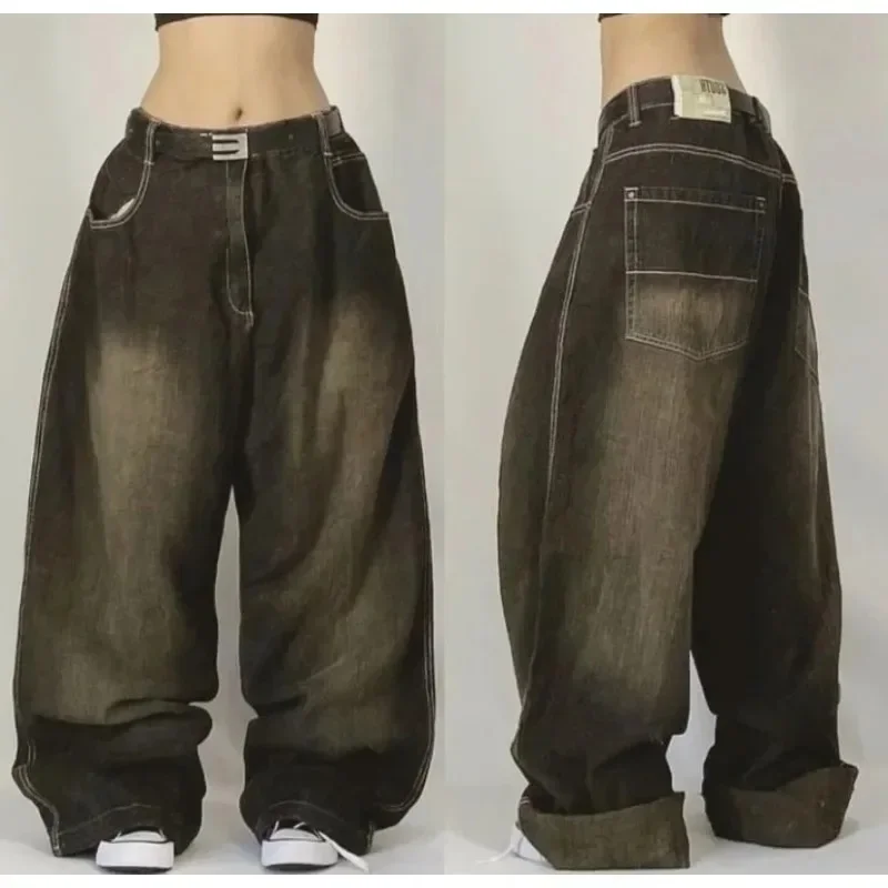 Street Wear Oversized Printed Loose Jeans Y2K Harajuku Hip-Hop Retro Pop Ear Goth High-Waisted Jodhpurs Wide-leg Pants Trousers 3