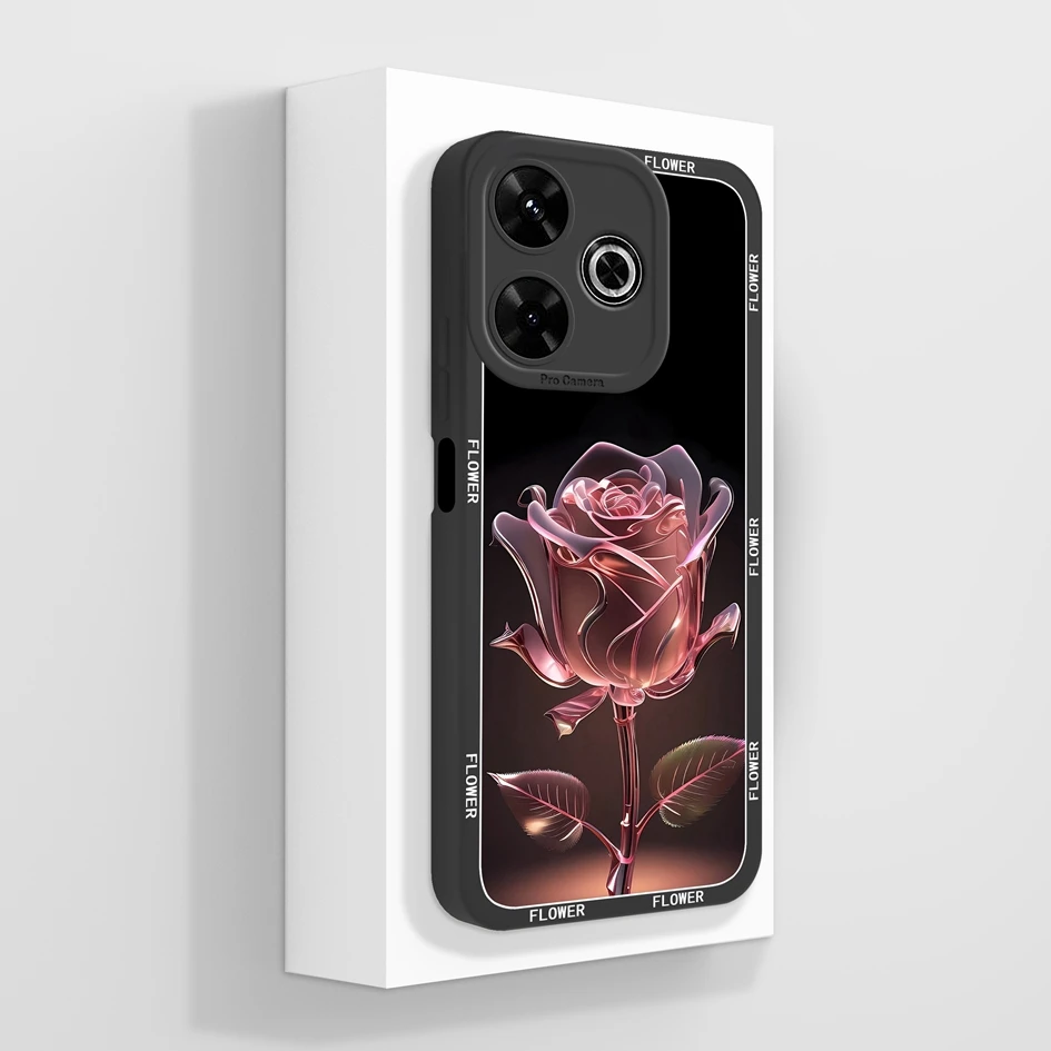 Aesthetic Durable Shockproof Silicone Phone Case with Pretty Flower Design