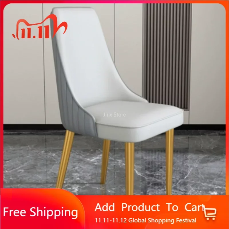 

Nordic Century Dining Chair Accent Leather Metal Luxury Dining Chair Foldable Designer Cadeiras De Jantar Kitchen Furniture