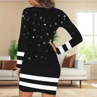 New women's sexy Christmas dress, fashionable printed long sleeved, slim fit, suitable for autumn Christmas 4