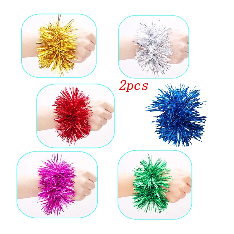 2pcs 7 Styles Sports Game Pompoms Apply to Sports Cheering Flower Ball Cheap Practical Cheerleading Games Bracelet