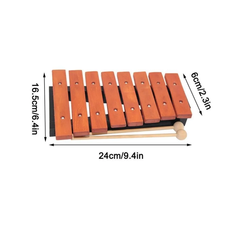 Wooden 8 Note Wooden Xylophone with Handle With Two Beaters Traditional Music Instrument Drumsticks Percussion Parts